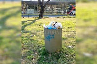 Abandono: los cestos desbordan de basura en la zona del Predio Ferial -  - 