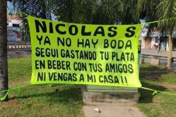 Una mujer suspendió su casamiento con un llamativo cartel que se hizo viral: "Nicolás S. Ya no hay boda"