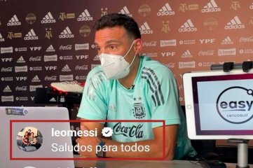 El capitán, atento a todo: Messi envió un saludo durante la conferencia de prensa de Scaloni