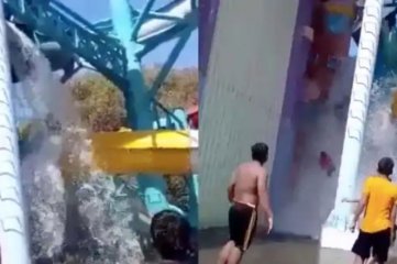 Video: niños caen de varios metros de altura tras colapsar un tobogán en un parque acuático