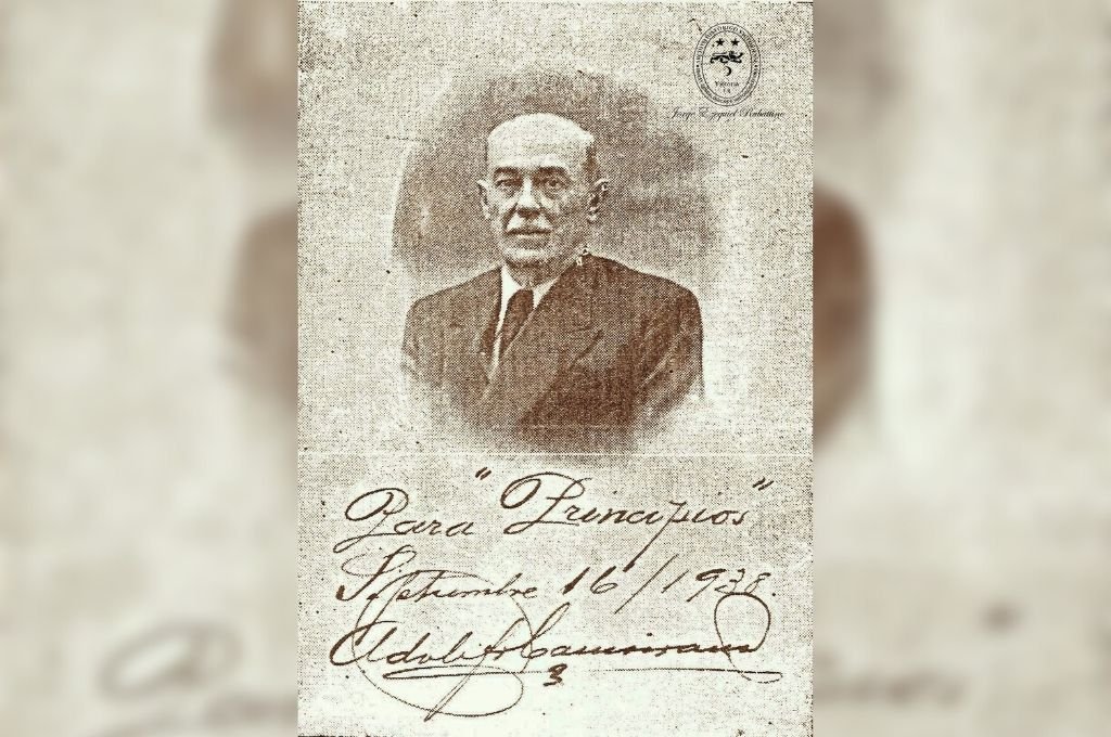Ilustración del entonces intendente Camoirano, en la revista Principios. 
